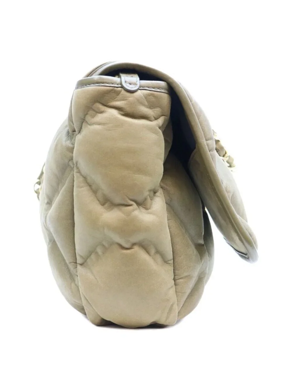 Chanel Khaki Bubble Quilt Calfskin Shoulder Bag